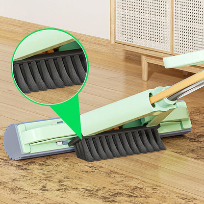 Absorbent Folding Squeeze Sponge Mop with Brush